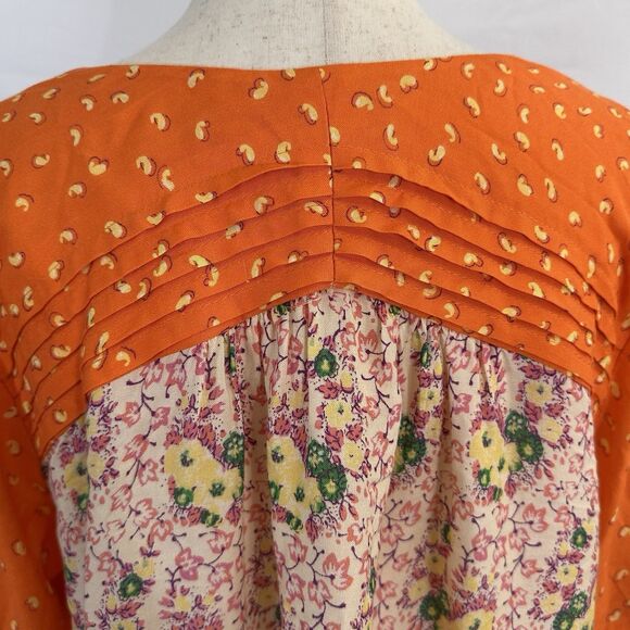 Anthropologie Maeve Top MEDIUM Ceresco Mixed Print Peasant Puff Sleeve Blouse - Picture 6 of 8